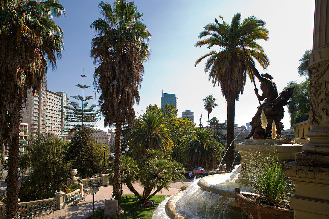 Neptuno fountain Cerro Santa Lucia. Santiago. Chile.