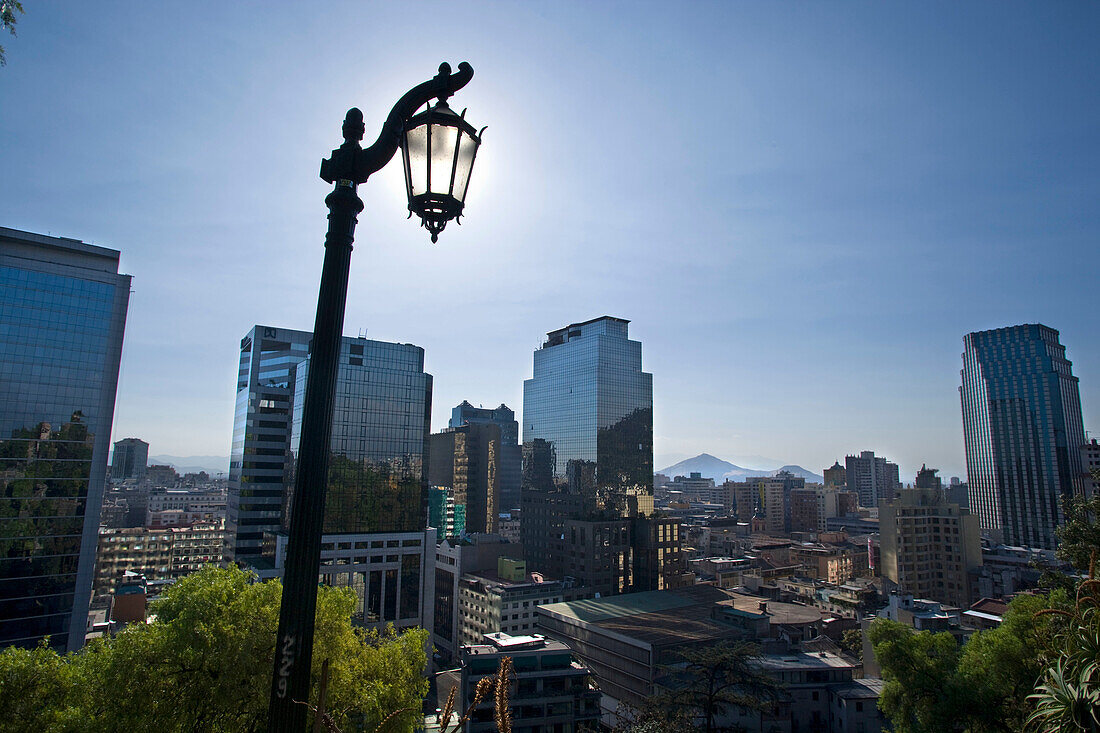 Downtown skyline from Cerro Santa Lucia. Santiago. Chile.