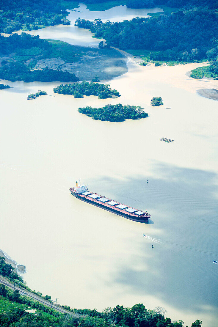 Bulk cargo ship rio changres section. Panama Canal. Republic of Panama.