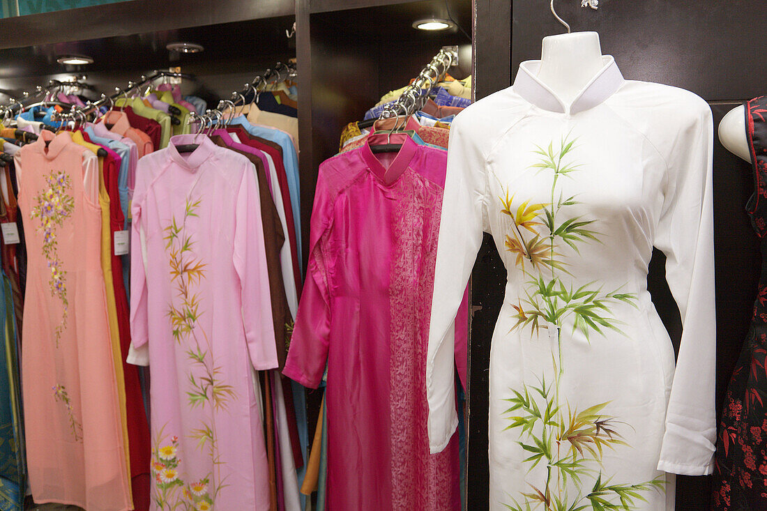 Asian style dresses on sale in Saigon Tax Trade Centre shopping mall, Ho Chi Minh City, Vietnam