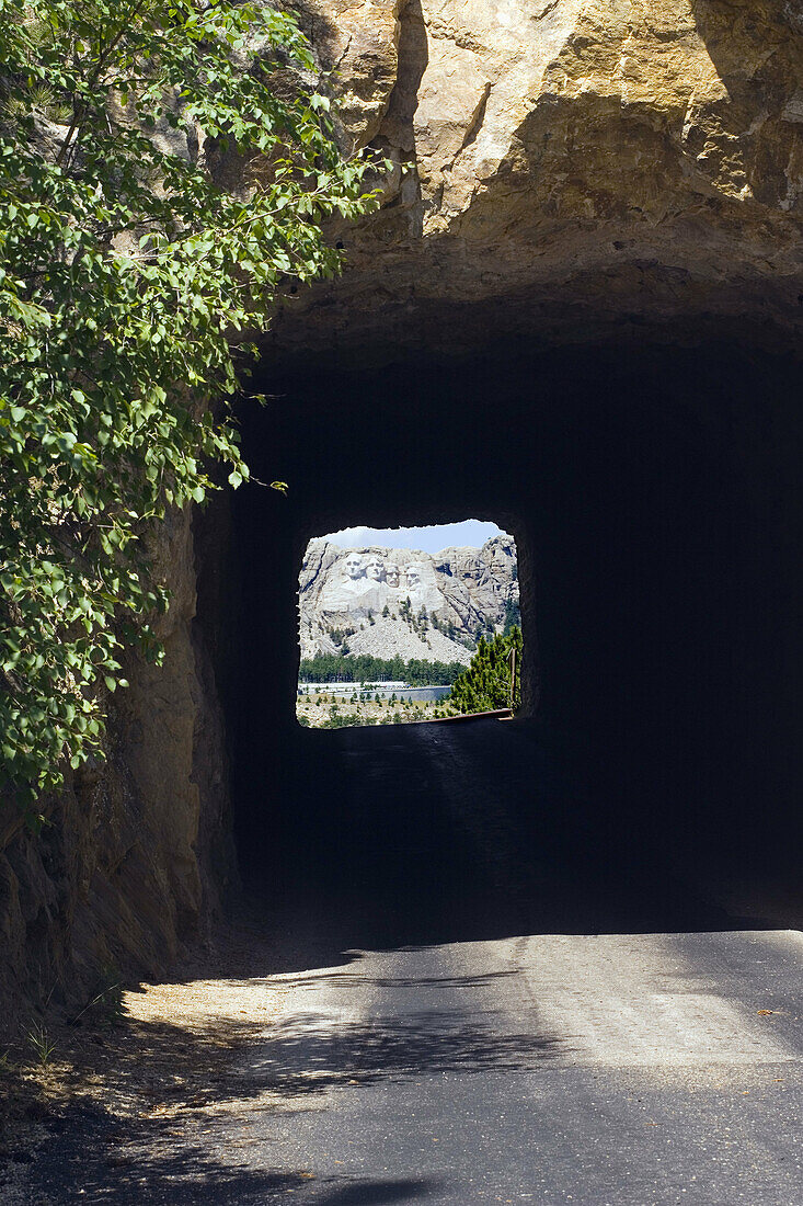 Tunnel on the 'Pig Tail Highway' on the way to Mount Rushmore, USA