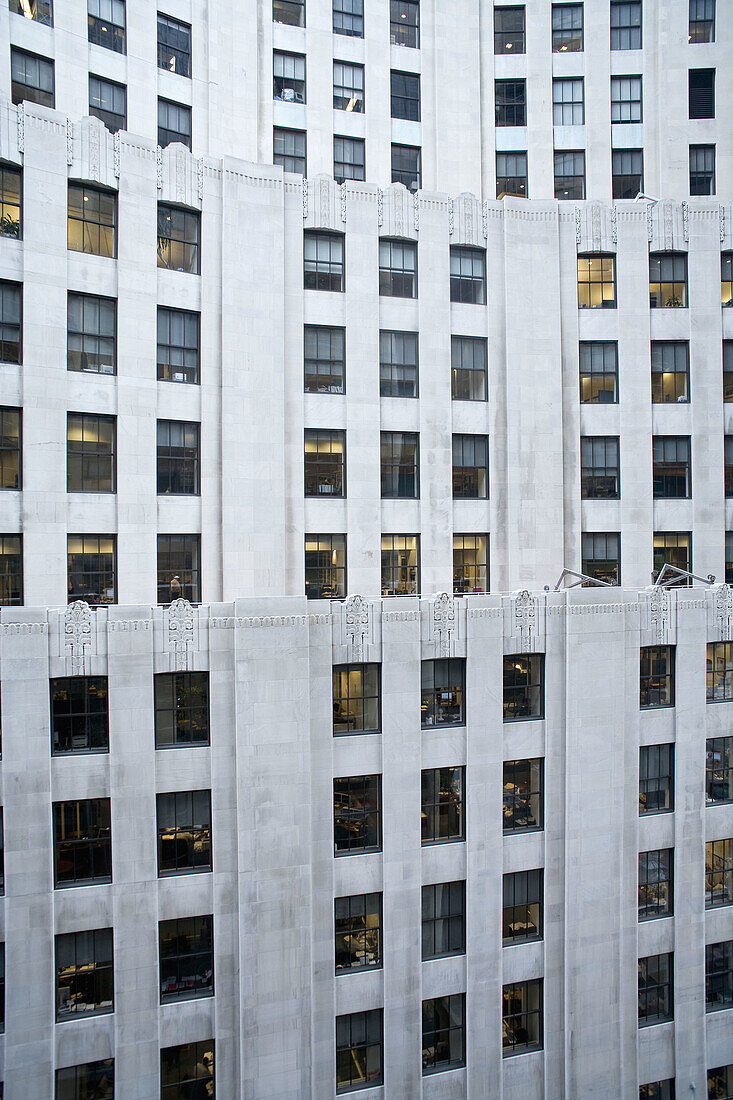 Office building, interior office lights, Madison Square, New York, NY, USA