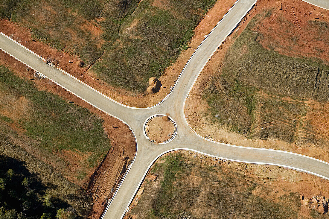 road intersection, housing development construction site, aerial, Highpoint, NC