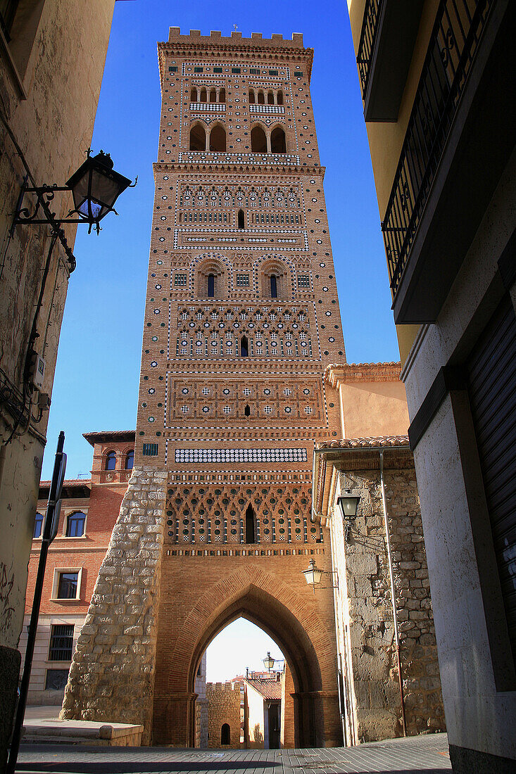 Tower of San Martín (14th century) in mudejar style, Teruel. Aragon, Spain