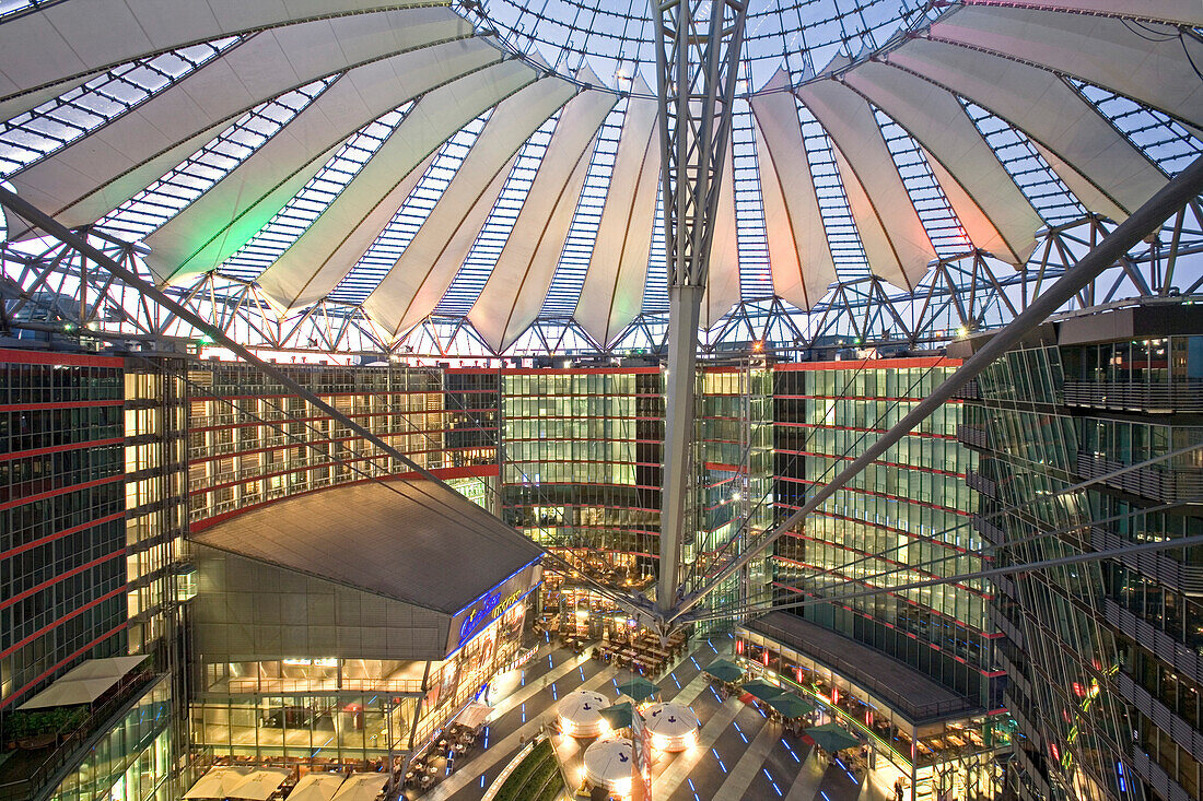 Potsdam Square, Potsdamer Platz, Sony Center roof, architect Helmut Jahn