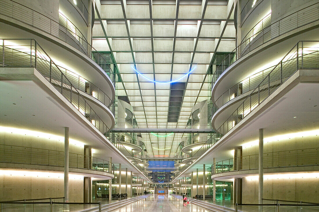 Paul Löbe Haus, parliamentarian's offices, hall, Berlin, Germany