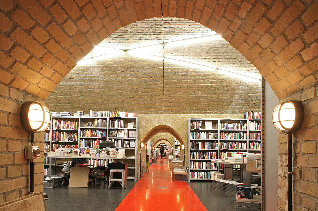 Interior view of the deserted bookshop Bücherbogen below the S-Bahn, square Savignyplatz, Berlin, Germany, Europe