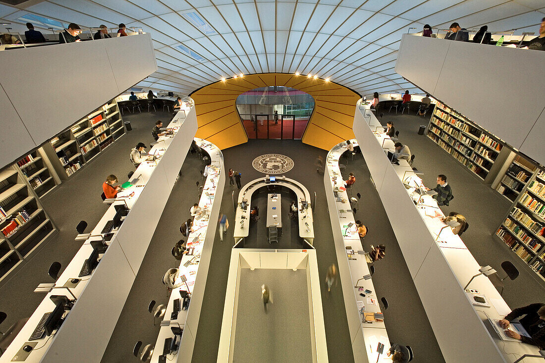 People sitting reading at the Philological Library, Dahlem, Berlin, Germany, Europe