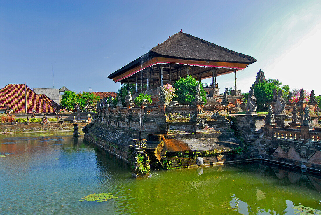 Palace at the Taman Gili under blue sky, Klungkung, Bali, Indonesia, Asia