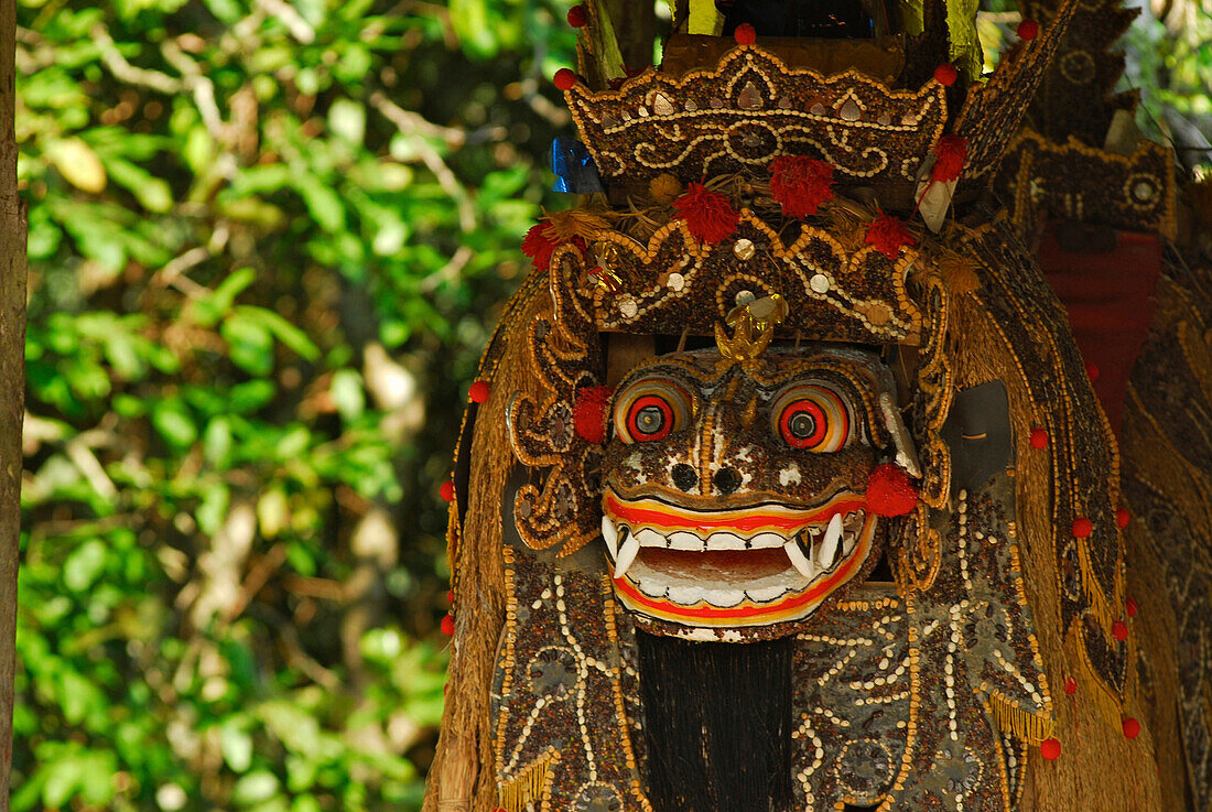 Lions mask, Barong mask, Taman Ayun, Mengwi, South Bali, Indonesia, Asia