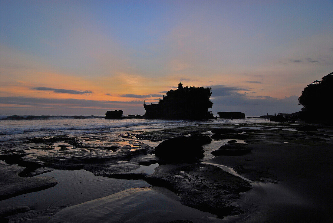 Temple Tanah Lot at the coast at sunset, South Bali, Indonesia, Asia