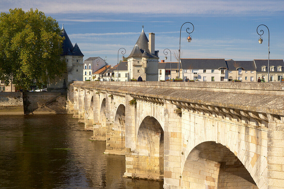 Pont Henri IV über die Vienne, Jakobsweg, Chemins de Saint-Jacques, Via Turonensis, Chatellerault, Dept. Indre-et-Loire, Région Poitou-Charentes, Frankreich, Europa
