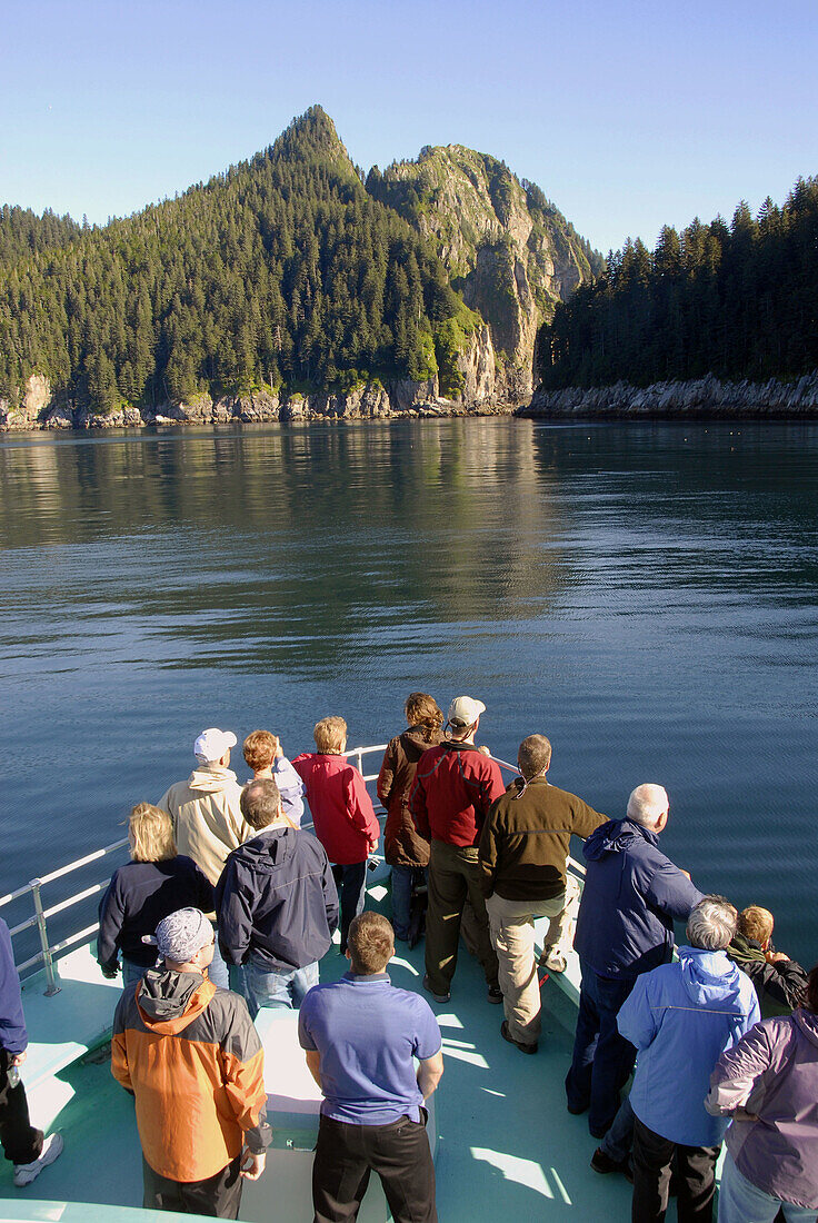 Tourists Passengers on Fjord Wildlife Tour Boat near Seward Alaska AK U S United States Kenai Peninsula Resurrection Bay tourism travel vacation