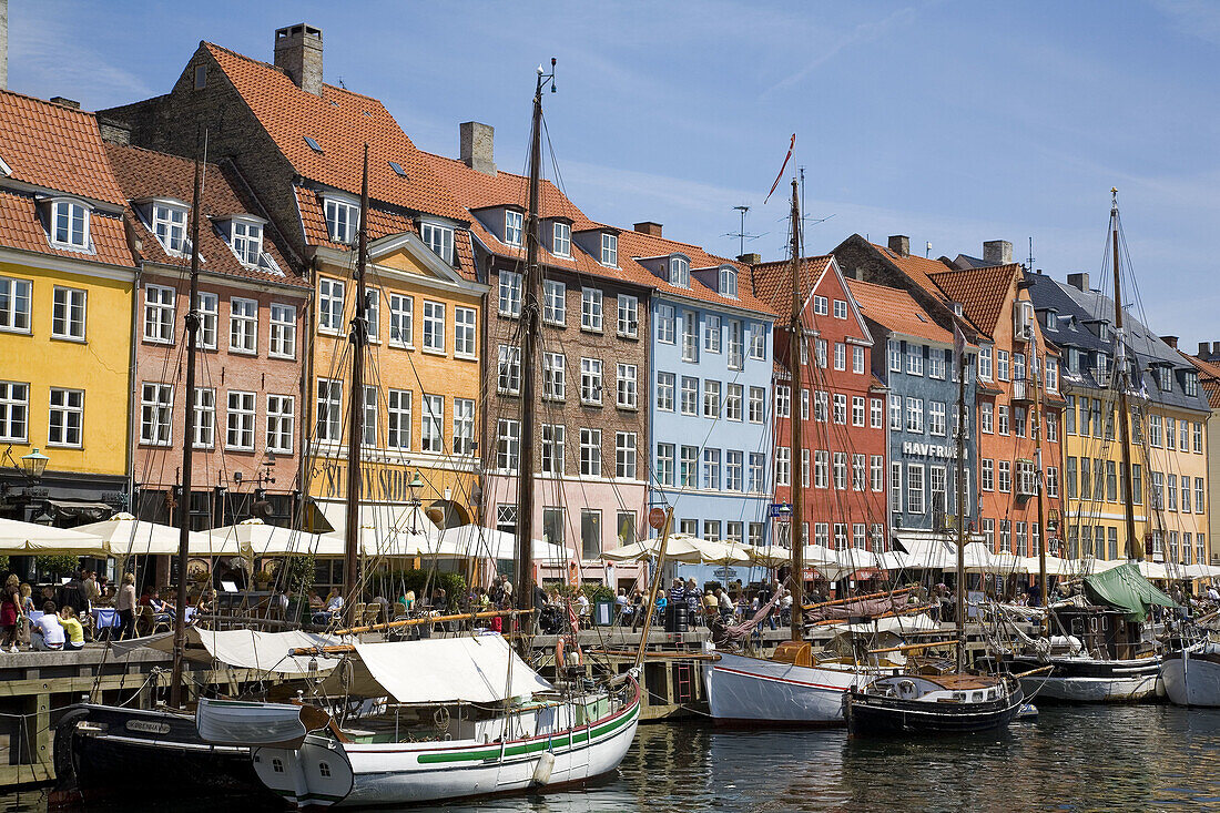 Boats and typical architecture at Nyhavn canal. Copenhagen. Denmark