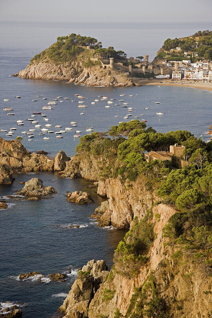 Panoramic of Tossa del Mar in the Costa Brava, Catalonia, Spain