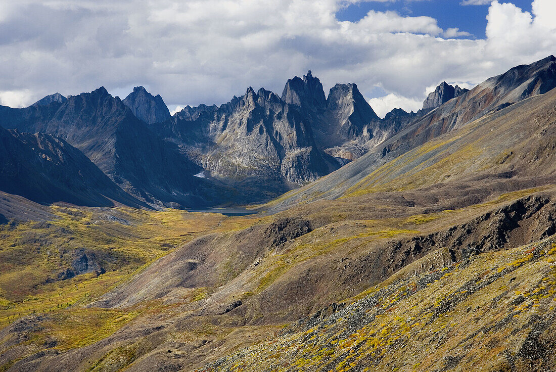 Grizzly Creek valley, Tombstone Range in the distance, Tombstone Territorial Park, Yukon, Canada