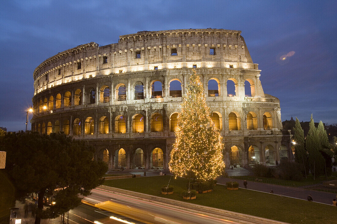 Italy. Rome. Colosseo at Christmas time.
