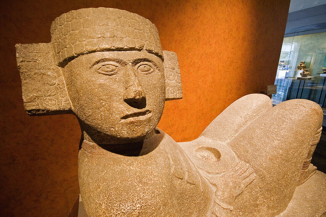 Chac-Mool (Mayan Rain God) statue, Maya civilization. National Museum of Anthropology, Mexico D.F. Mexico.