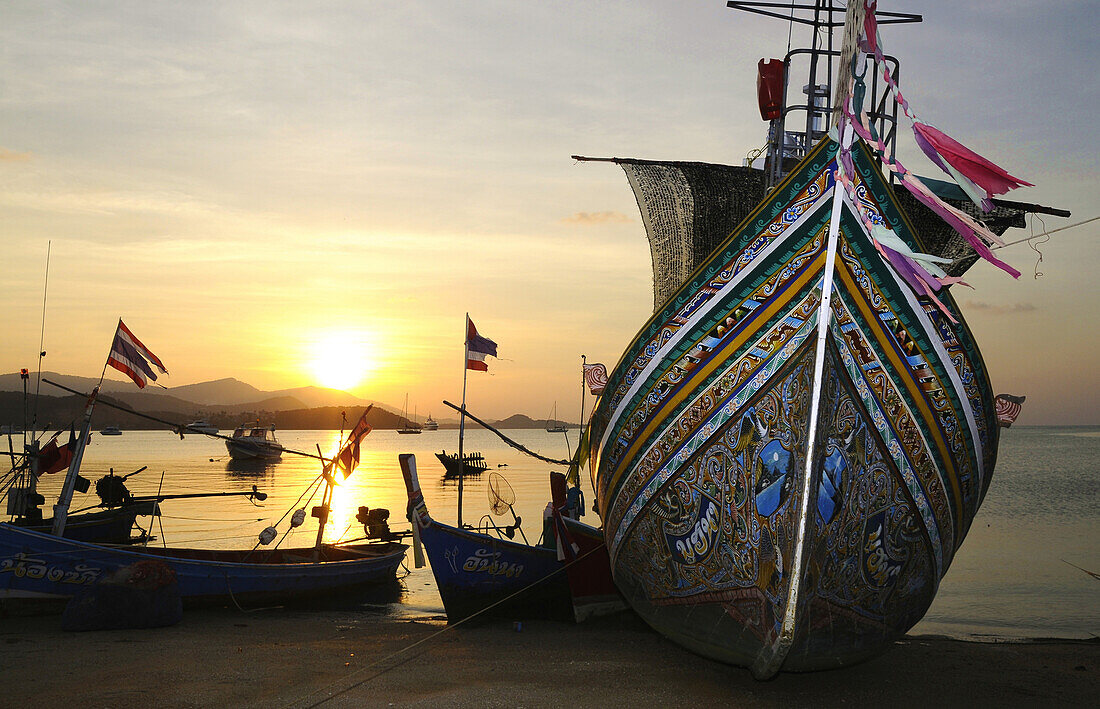 Fischerboote am Big Buddah Beach, Nordküste, Ko Samui, Thailand