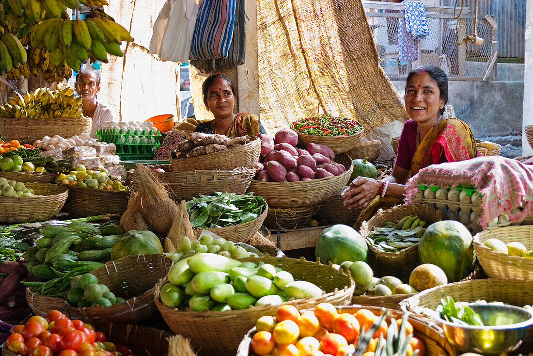 Gemüsemarkt in Diglipur, Nord-Andaman, Andamanen, Indien