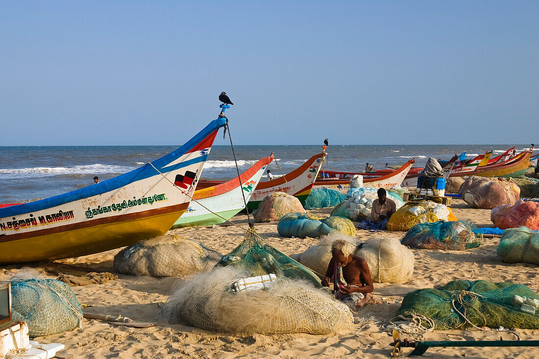 fishermen at Marina Beach, Chennai, India