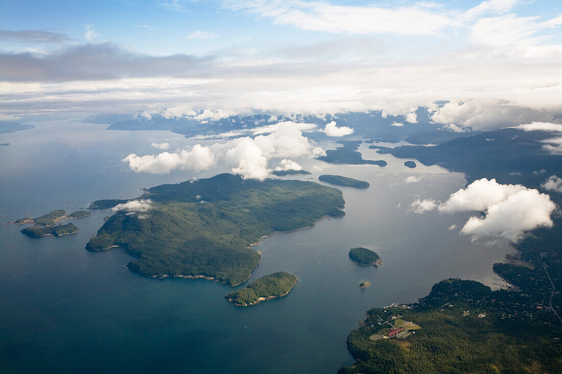 Aerial view of the Inside Passage south of Wrangell, Southeast Alaska, USA