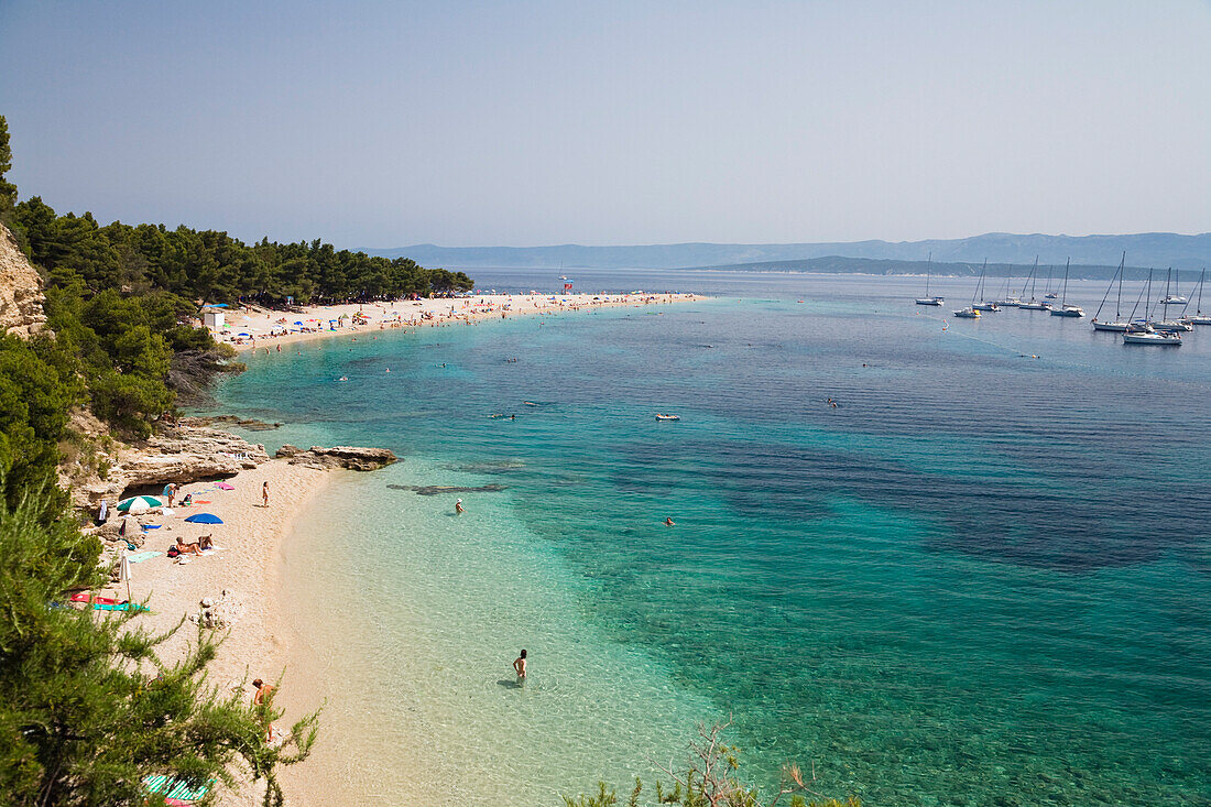 People at the beach in the sunlight, Golden Horn, Bol, Brac Island, Dalmatia, Croatia, Europe