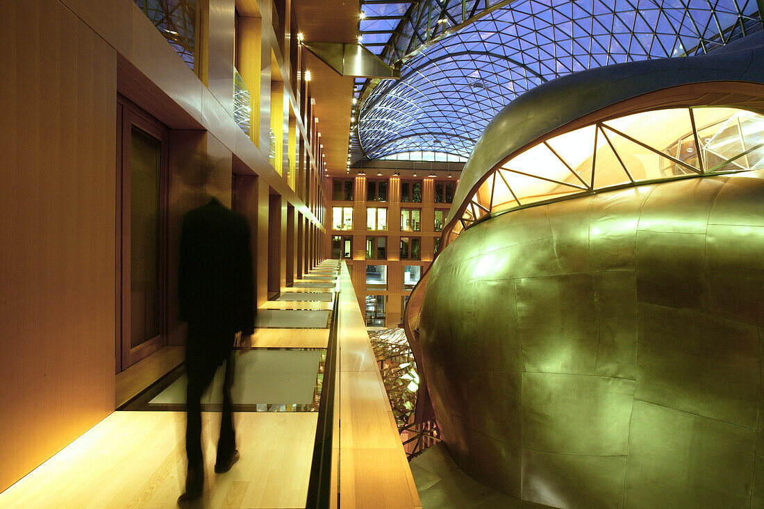 DZ Bank am Pariser Platz,  Architekt Frank O. Gehry, Sitzungssaal des Vorstandes, glasüberdecktes Atrium, Glaskuppel, Atrium