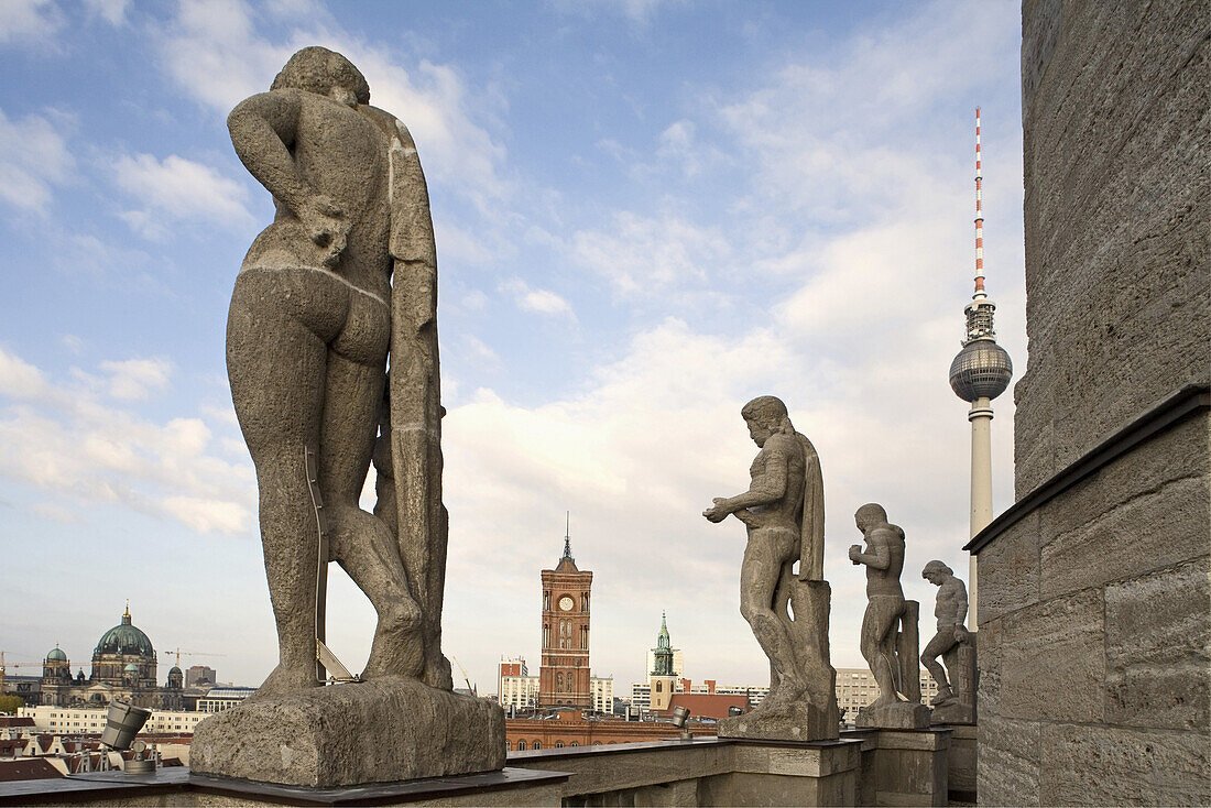 View from old town house to Red Town Hall, Berlin, Germany