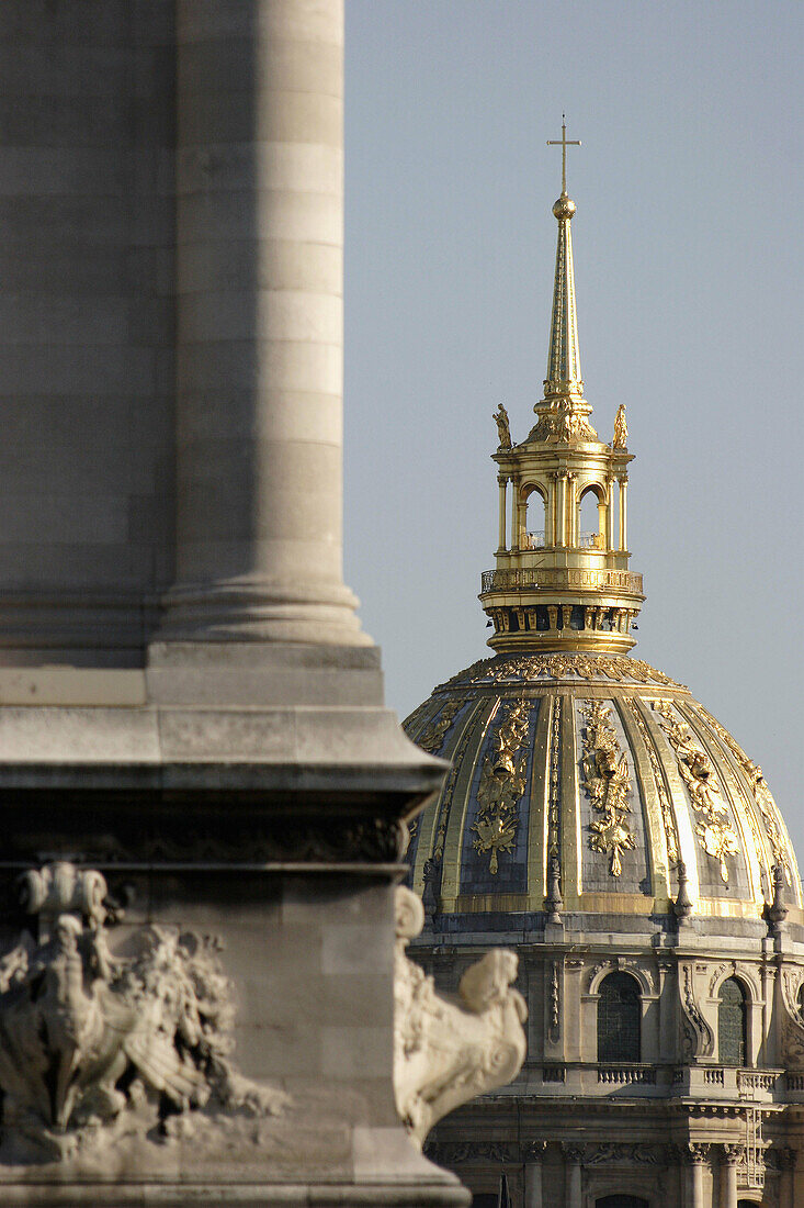 The gilded dome of Dome Church of Hotel des Invalides. Paris. France