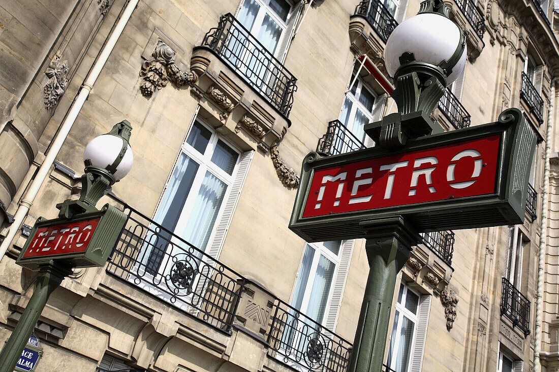 The Art Nouveau style Metro signs. Paris. France