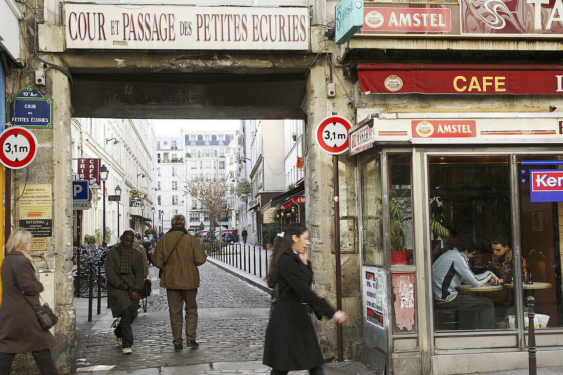 Cour et Passage des Petites Ecuries on Rue St.Denis. Paris. France
