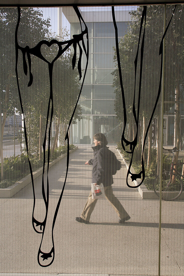 The window decoration in the complex of Bibliotheque Nationale de France. Paris. France