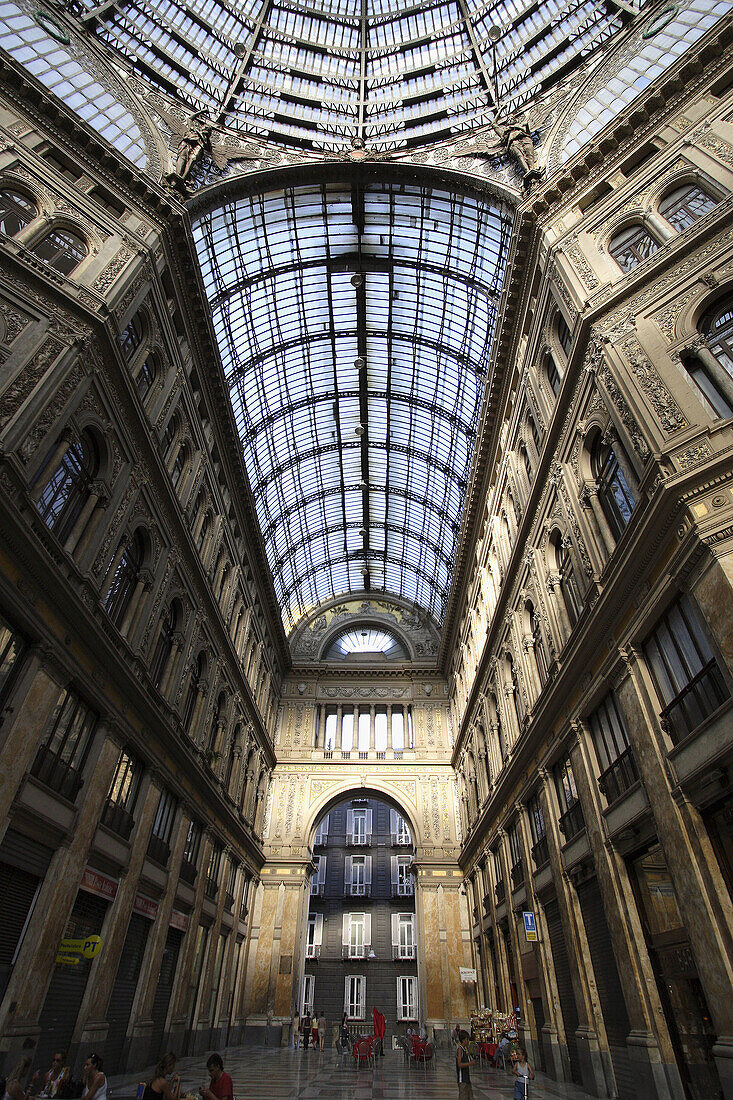 The interior view of Galleria Umberto shopping arcade. Naples. Campania. Italy