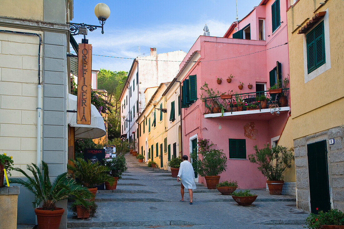 Picturesque backstreet in Marina di Campo, Island of Elba, Italy