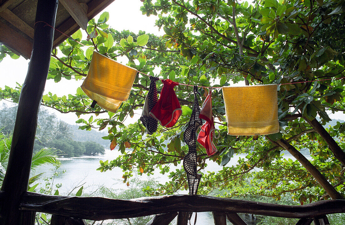 Clothes on line, Mae Hat Bay, Ko Pha Ngan, Thailand