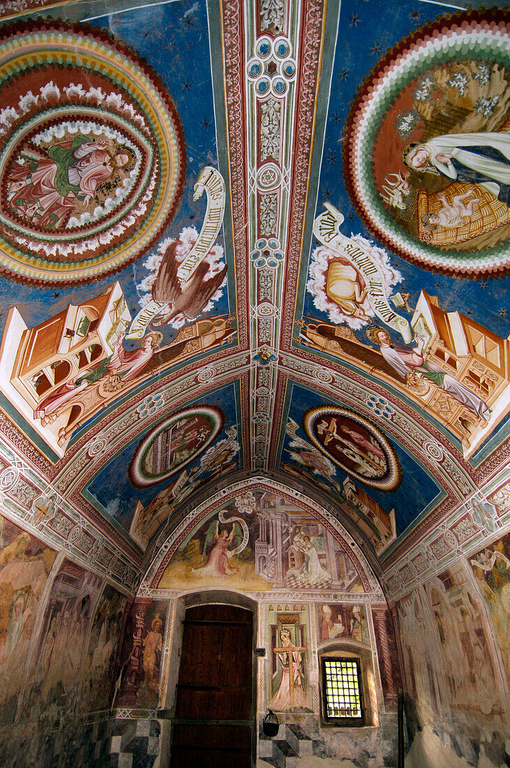 Frescos in St Helenas chapel, Deutschnofen, Eggental valley, South Tyrol, Italy
