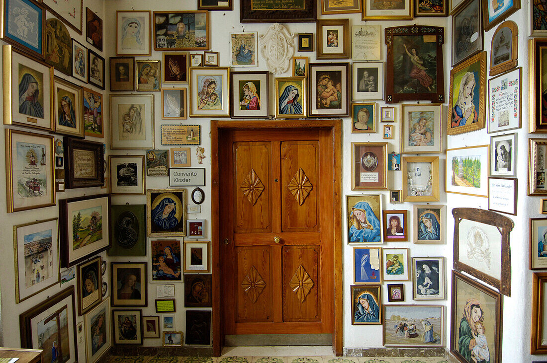 Icons of Holy Mary, Mother of God, Maria Weissenstein pilgrimage church, Petersberg, Deutschnofen, South Tyrol, Italy