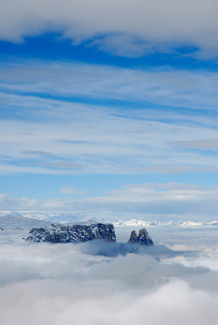 Berglandschaft in Winter, Seiser Alm, Saltria, Südtirol, Italien