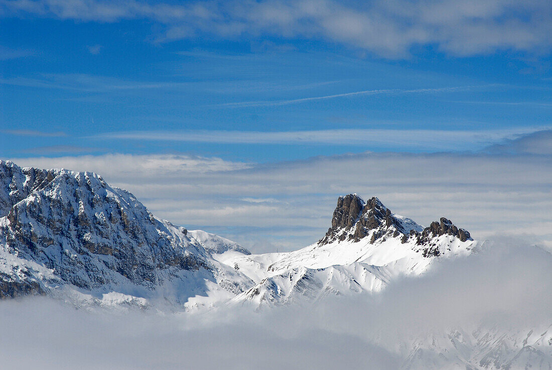 Berglandschaft in Winter, Seiser Alm, Durontal, Molignon, Saltria, Südtirol, Italien