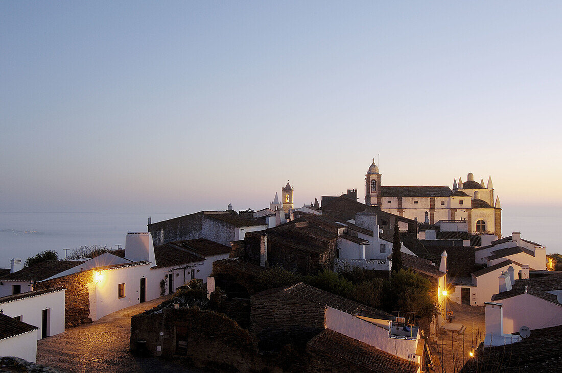 Monsaraz, fortified town fron alto Alentejo at Dawn. Portugal