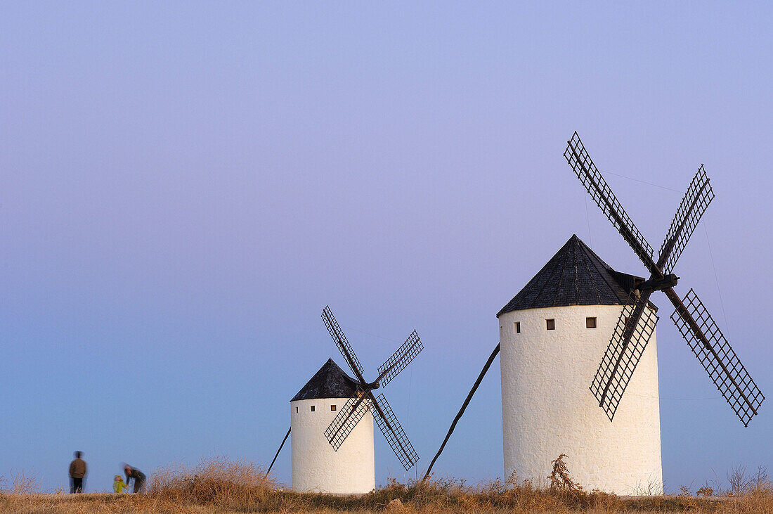 Windmills  at Dusk. Campo de Criptana. Ciudad Real province, Ruta de don Quijote. Castilla-La Mancha, Spain