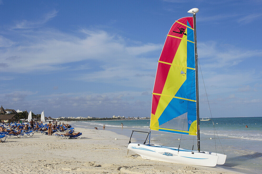 Catamaran at Maroma beach. Caribe. Quintana Roo state. Mayan Riviera. Yucatan Peninsula. Mexico