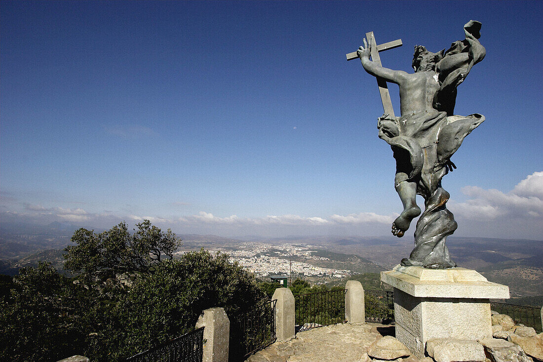 Statue of Christ Redemptor in Mount Ortobene, Nuoro. Sardinia, Italy