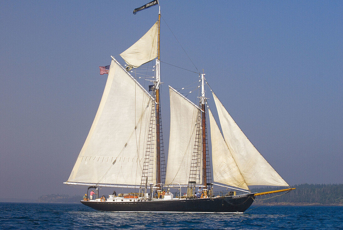 Schooner Nathaniel Bowditch sailing in Penobscot Bay, Maine USA