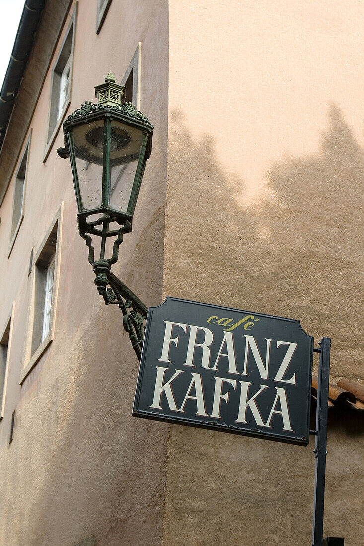 Franz Kafka coffee shop sign, Prague. Czech Republic