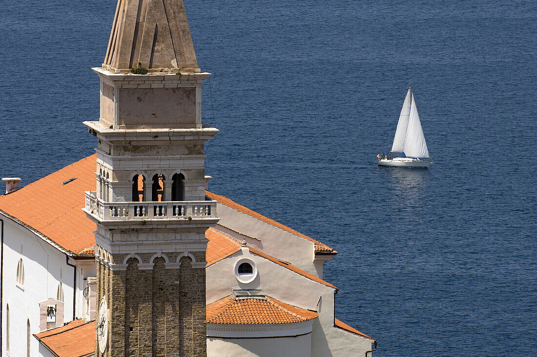 Campanile bell tower, Piran, Slovenia, Balkans, Europe