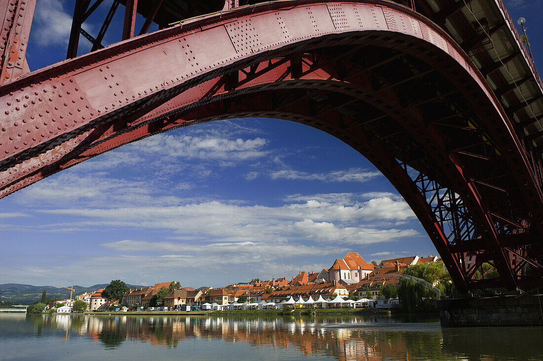 Steel Bridge over the River Drava, Maribor, Slovenia