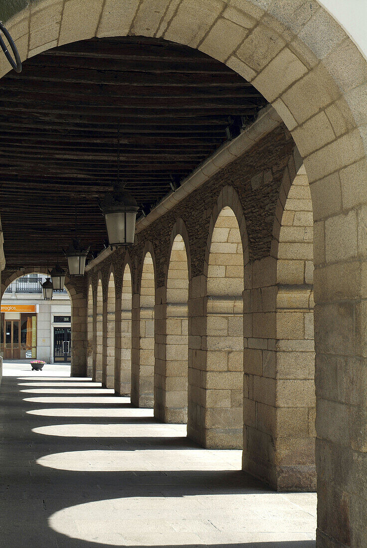 Lugo. Galicia. Spain. Town hall. Baroque style. Colonnade.