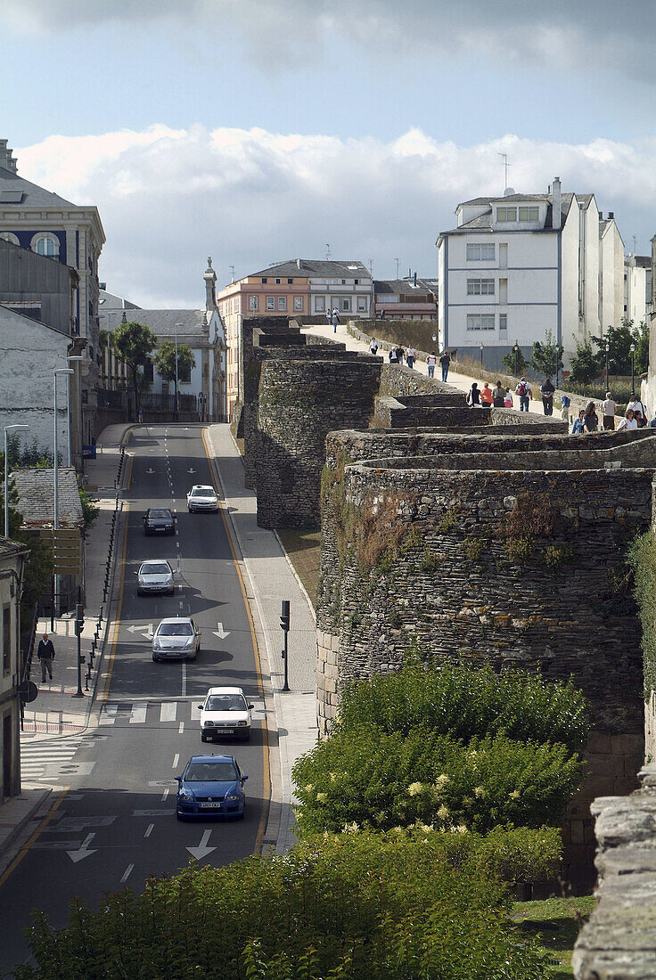 Lugo. Galicia. Spain. Ronda da Muralla. Roman walls